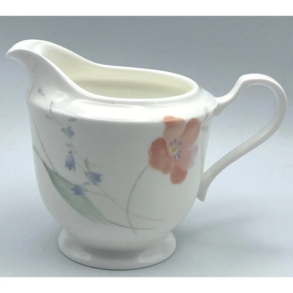 Mikasa Just‎ Love Creamer Milk Orange Pink Flowers Handles Bone China CAH15